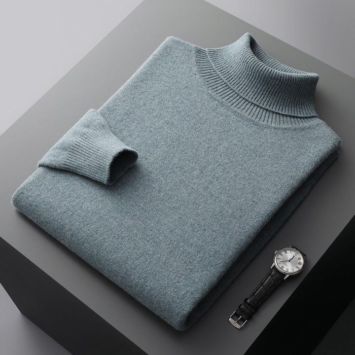 Men's wool pullover, turtleneck, 100% wool