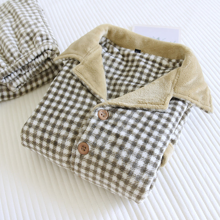 Warmer flannel pajama suit for men, lined