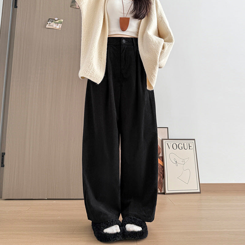 Cord-Harem pants with a high waistband