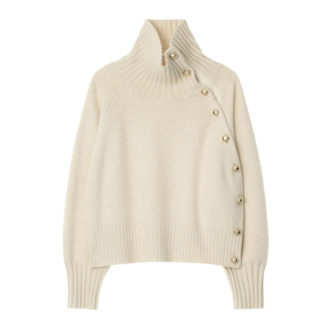 Women's cardigan with roll neck and puff sleeves