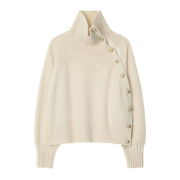 Women's cardigan with roll neck and puff sleeves