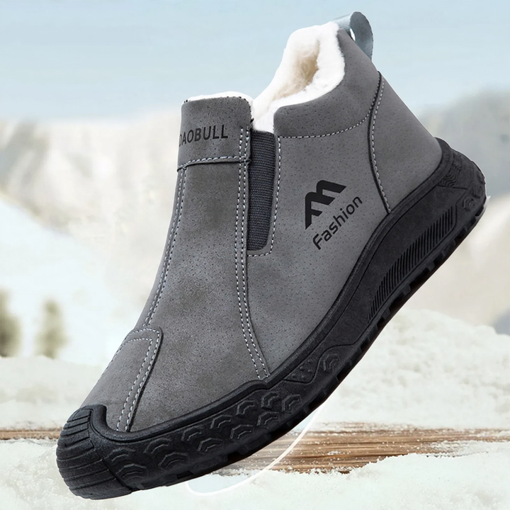 Padded men's winter boots, non-slip, mid-height shaft