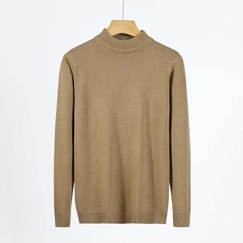 Men's sweater with stand-up collar, solid color