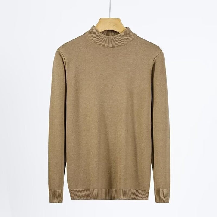 Men's sweater with stand-up collar, solid color
