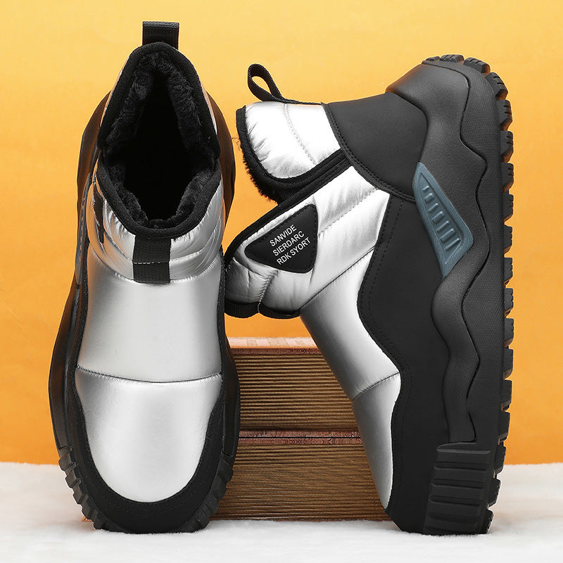 Padded men's winter boots, slip-resistant, slip-on