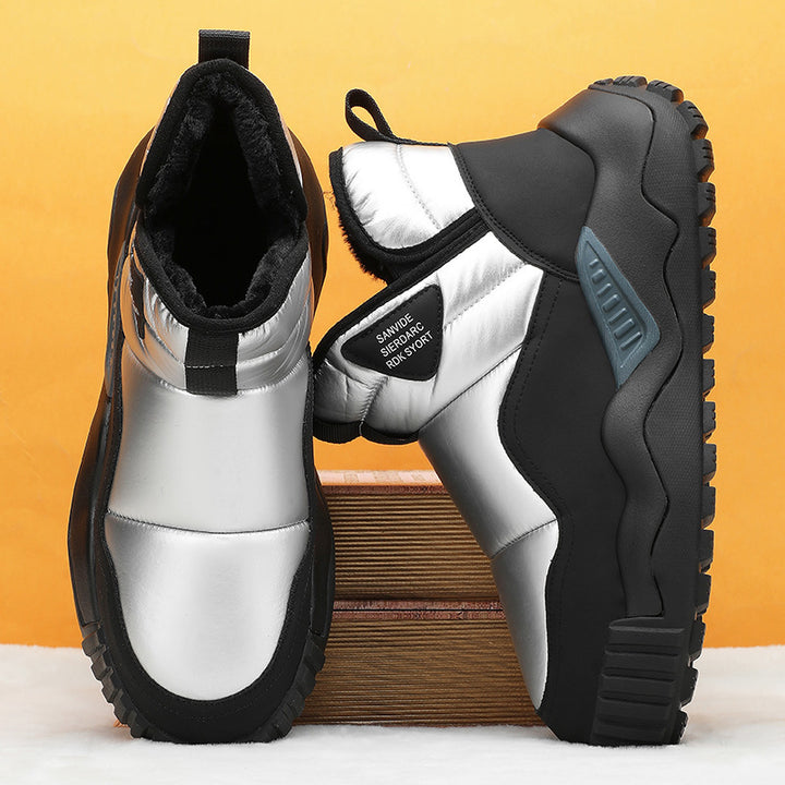 Padded men's winter boots, slip-resistant, slip-on