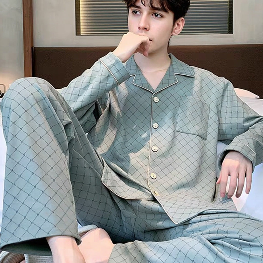Men's house suit made of cotton, long-sleeved
