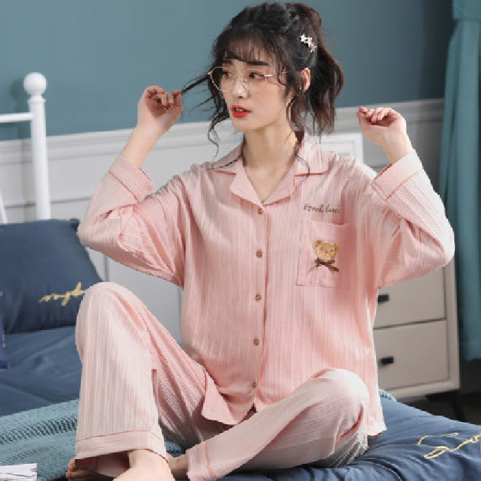 Women's Pajama Set, ribbed, with collar