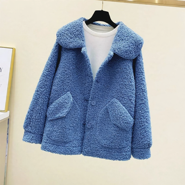 Fleece-lined lamb fleece imitation jacket, warm and comfortable