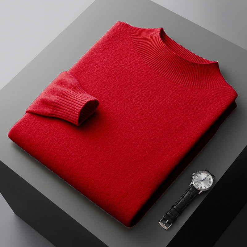 Men's Wool Sweater, Stand-up Collar, Thin
