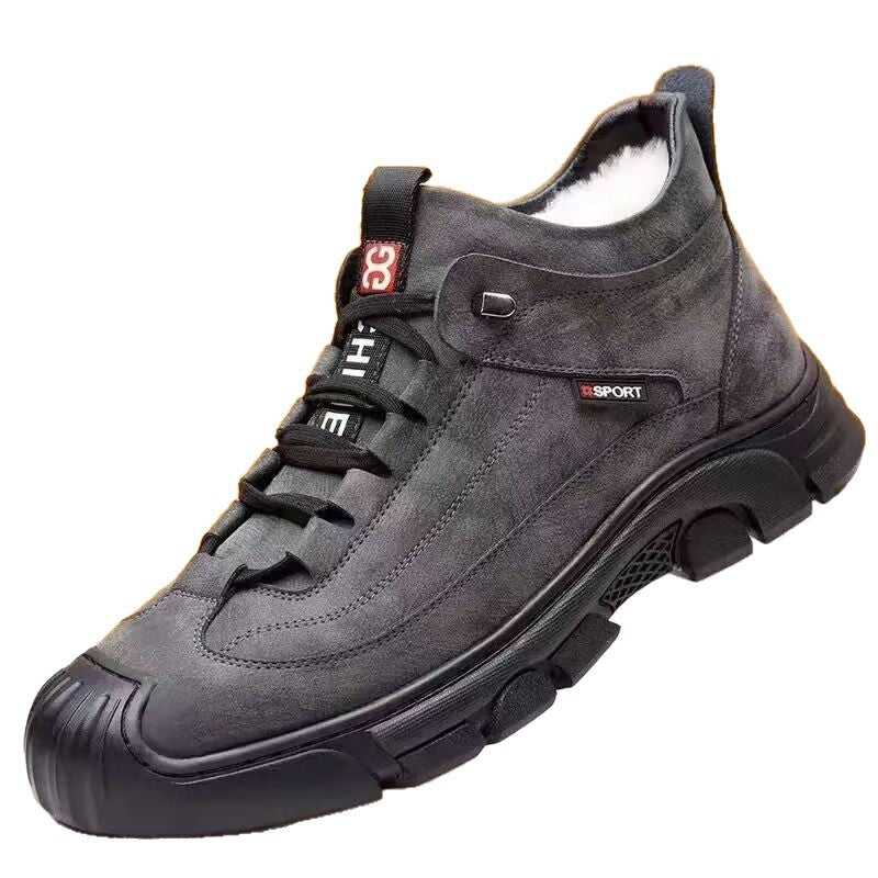 Men's winter boots with warm lining and plateau