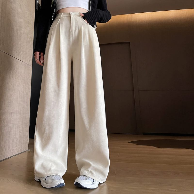 Women's corduroy trousers, straight cut, autumn