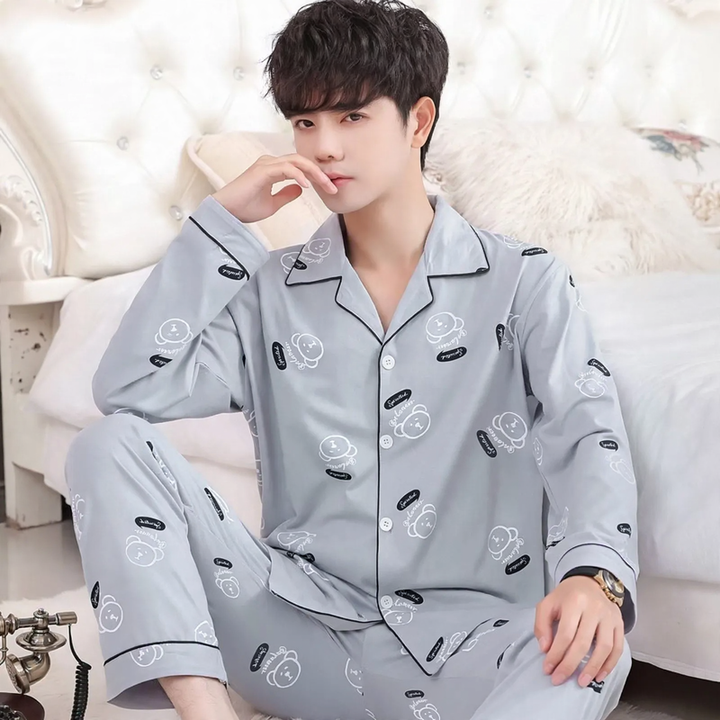 Men's Pajama Set, 100% Cotton, Long Sleeve, Plus Sizes