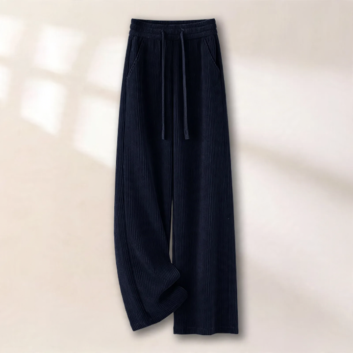 Padded cord wide-leg trousers with a straight cut