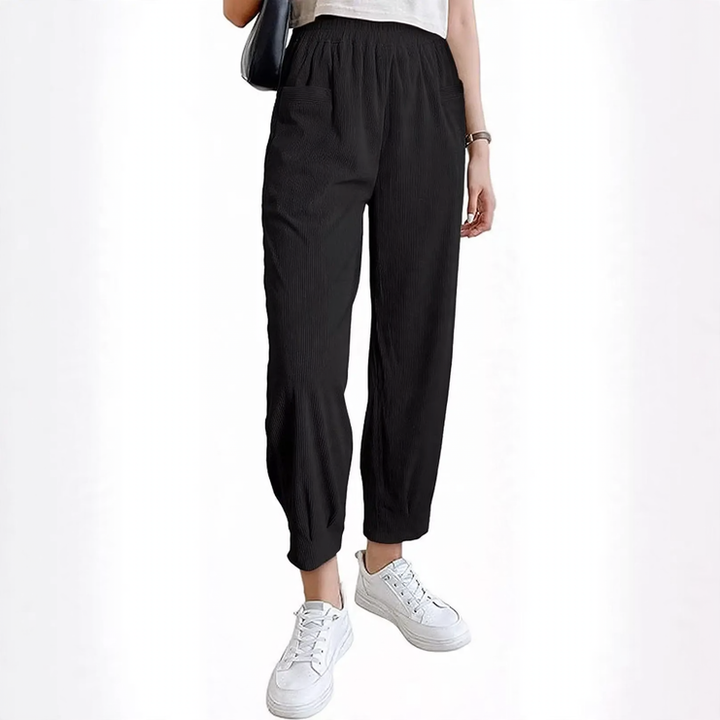 Women's corduroy pants, high cut, tapered