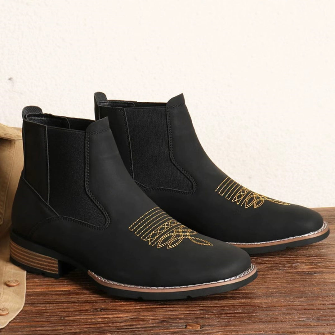 Men's Chelsea Boots, square toe, faux leather, slip-resistant