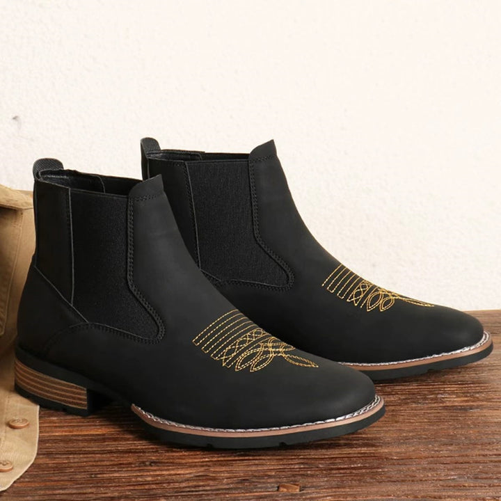 Men's Chelsea Boots, square toe, faux leather, slip-resistant
