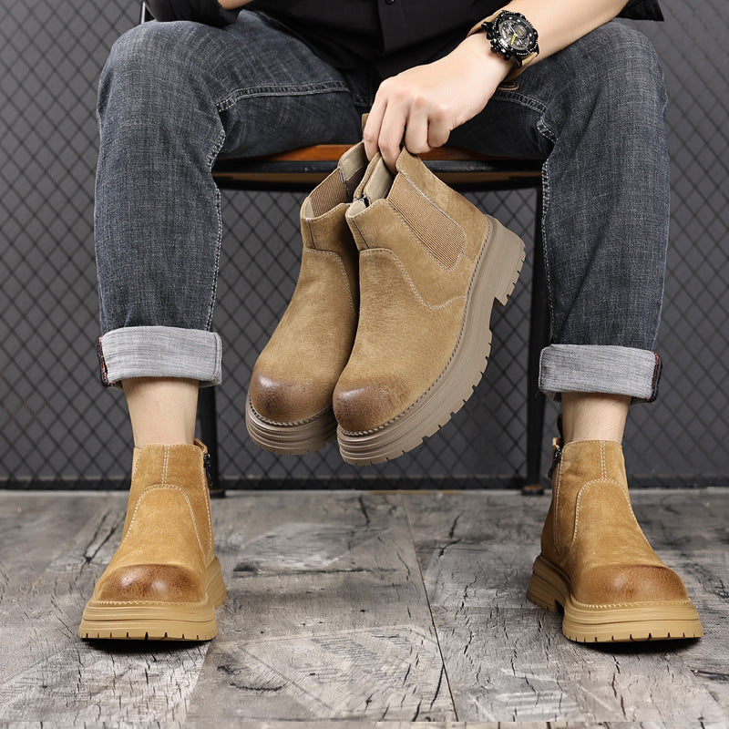 Men's leather Chelsea boots in vintage style