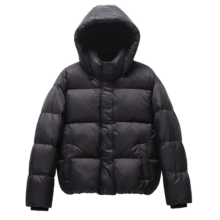 Short down jacket for women, white duck down lining
