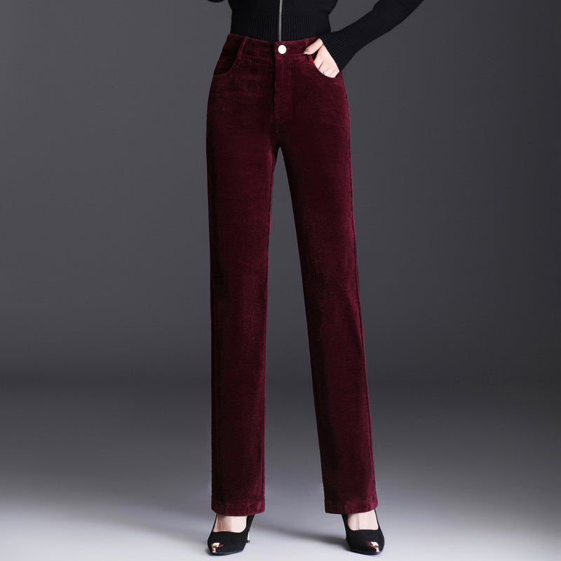 Kord-casual-pants, straight-cut, for women