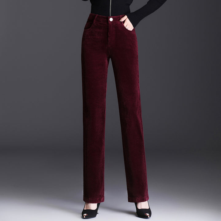 Kord-casual-pants, straight-cut, for women