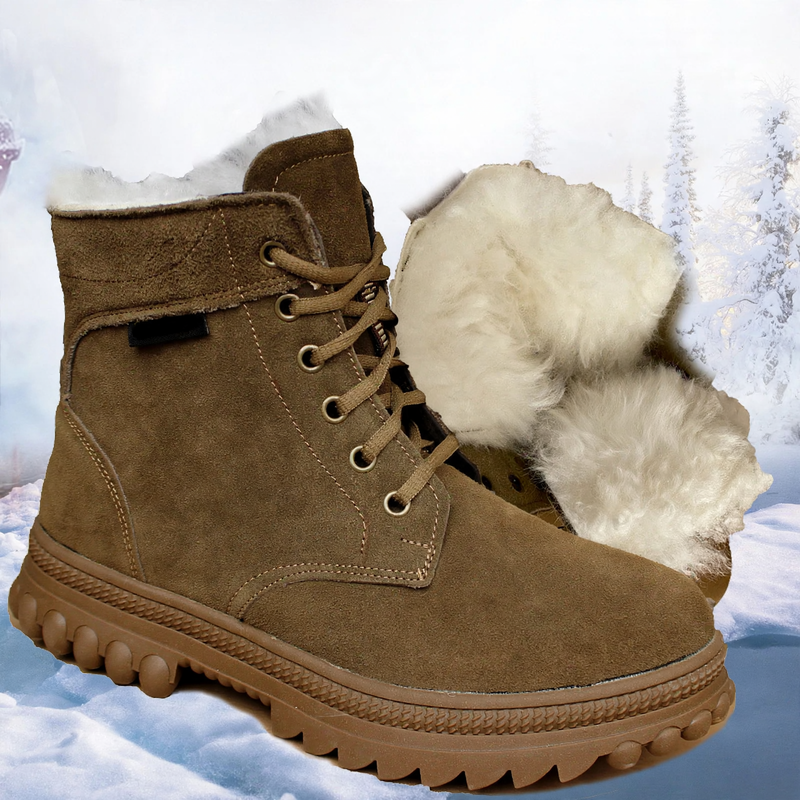 Men's winter boots, lined, lambskin, slip-resistant sole