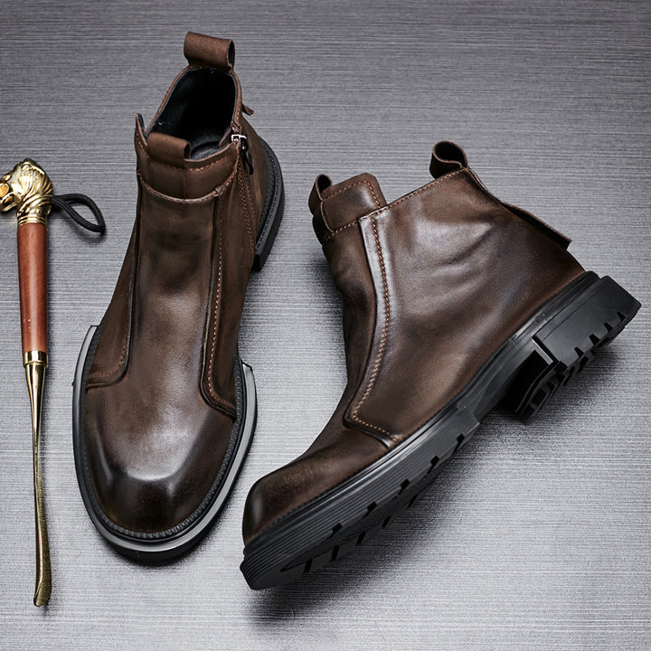 Men's Chelsea boots with platform, genuine leather