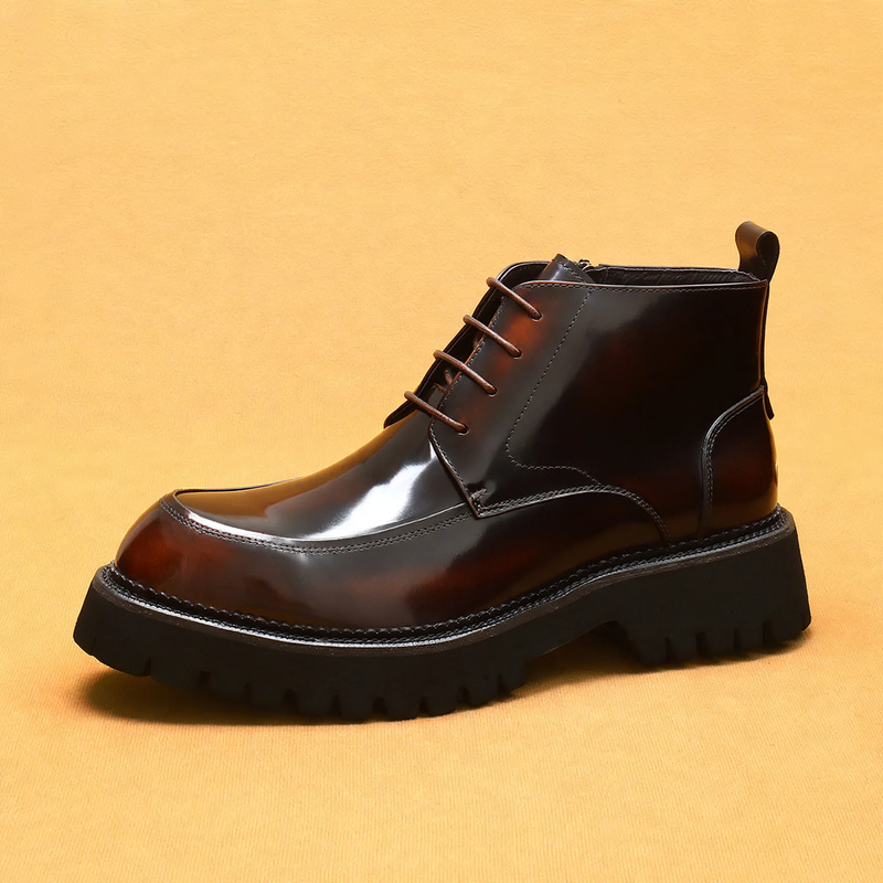 Men's leather boots with zipper