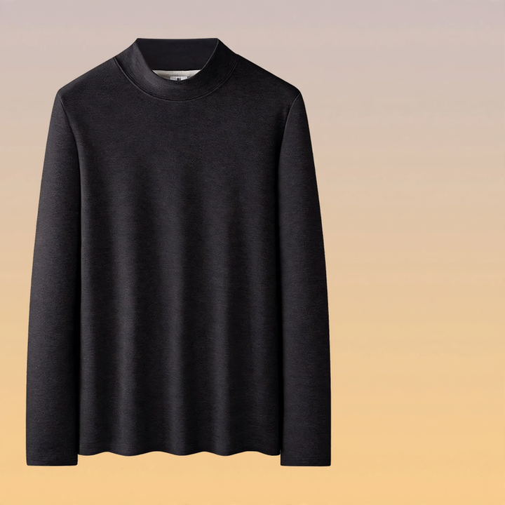 Men's Long Sleeve Base Layer Shirt with Stand-Up Collar