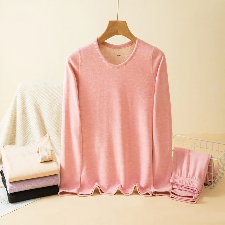 Warm underwear set with wool and silk, unisex