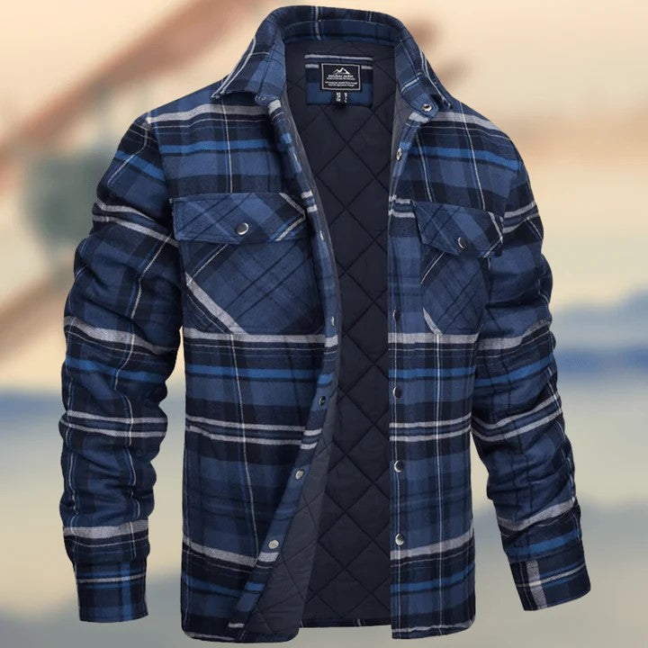 Men's hooded jacket, checked, padded