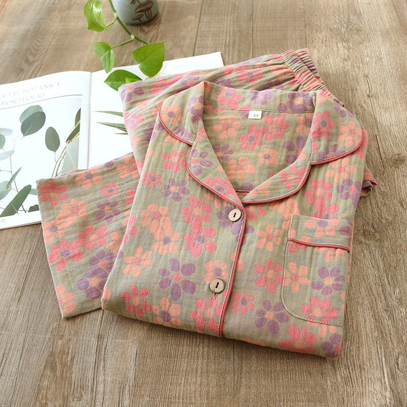 Women's pajamas made of cotton muslin with embroidery