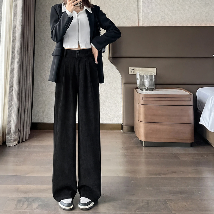 Ladies corduroy pants, wide cut, various lengths