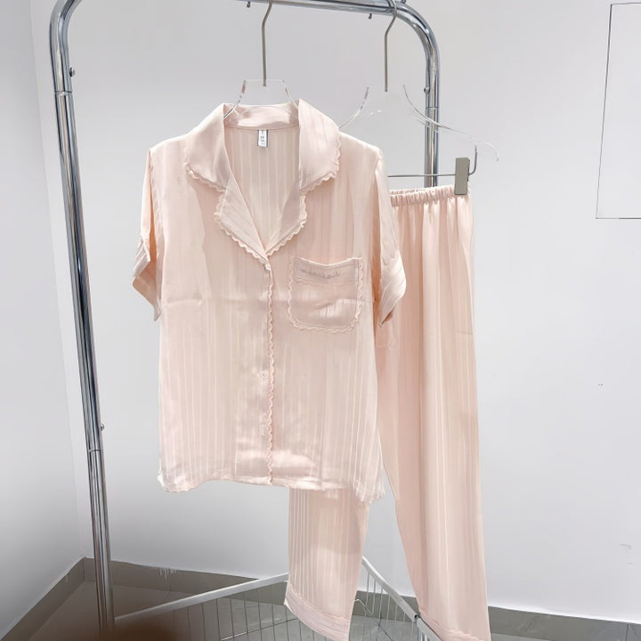 Ladies' pajamas, ice silk, long, with texture