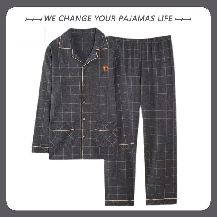 Men's Pajama Set, Cotton, Long Sleeve, Checked