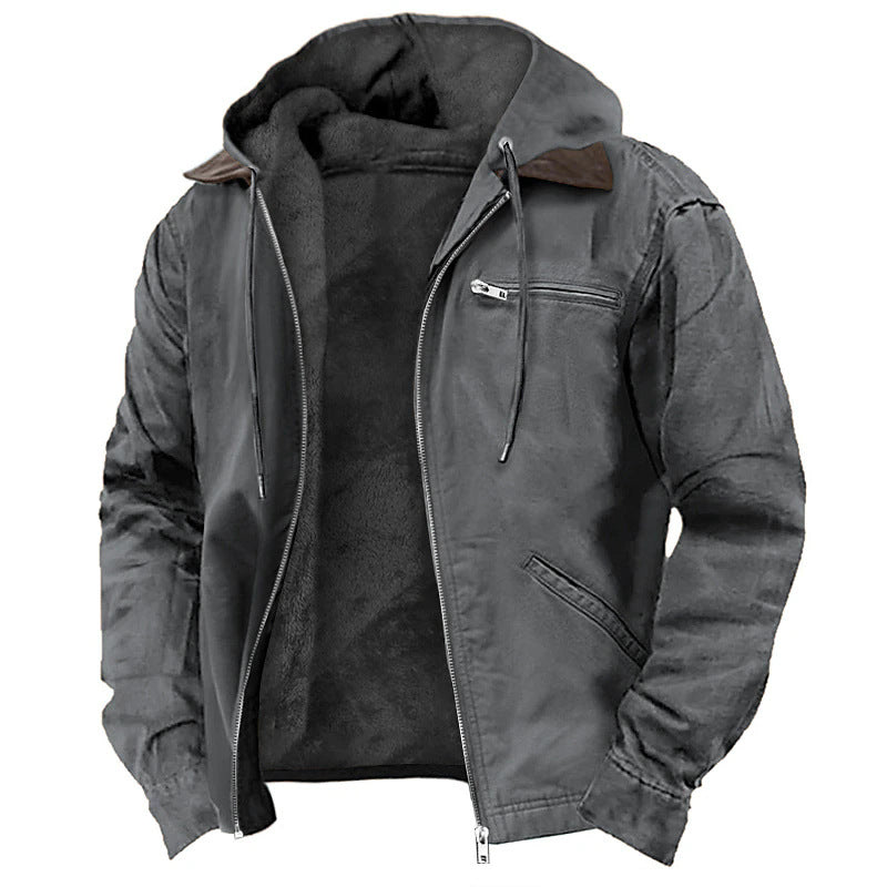 Men's hooded jacket, padded, with zip pockets