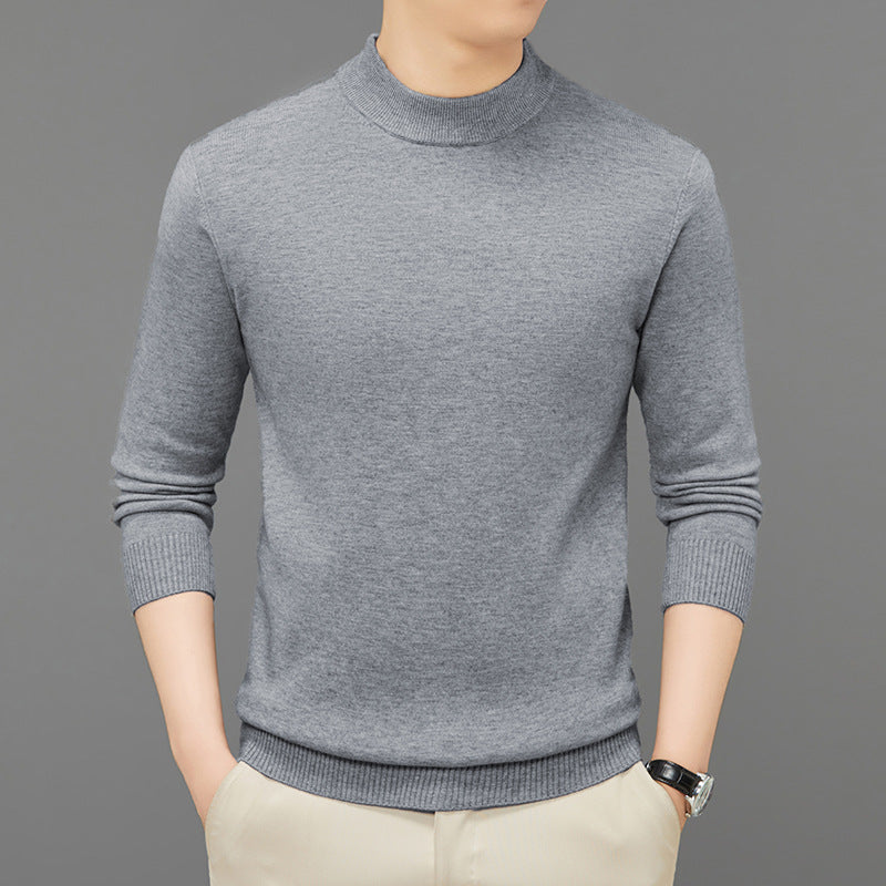 Men's knitted pullover, stand-up collar, breathable