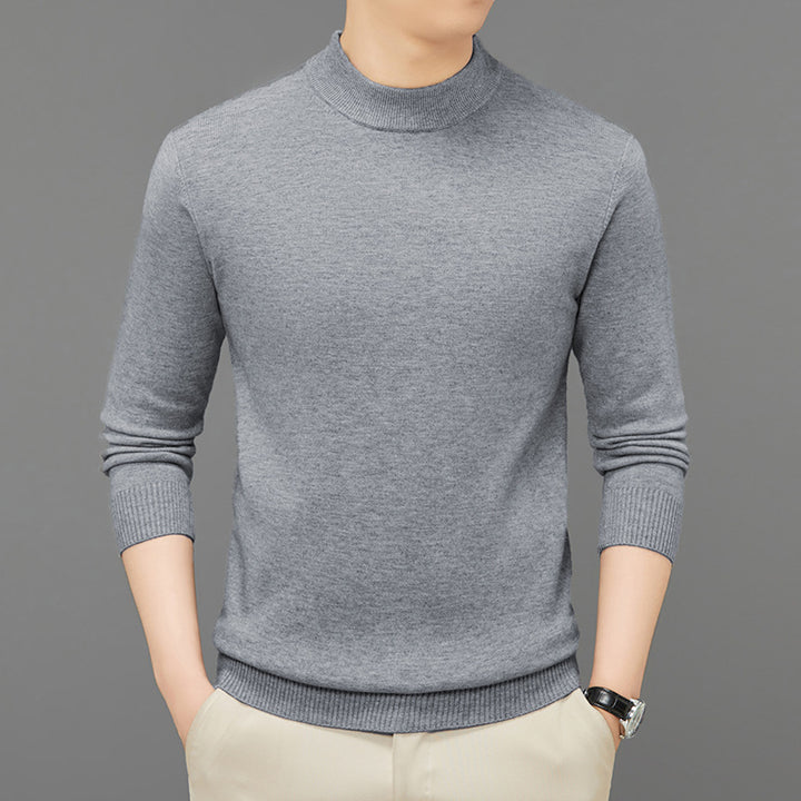 Men's knitted pullover, stand-up collar, breathable