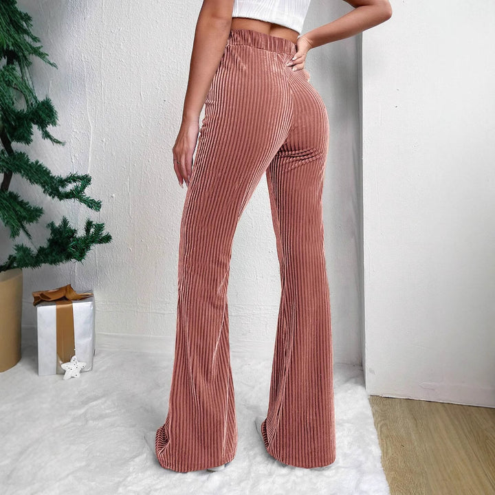 Women's corduroy pants with high waistband and flared leg