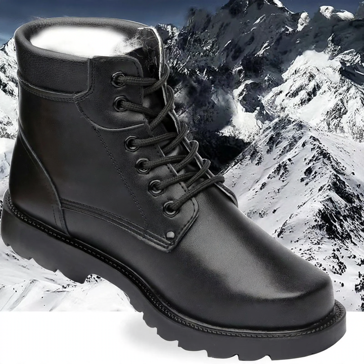 Warm men's winter boots with lamb fur