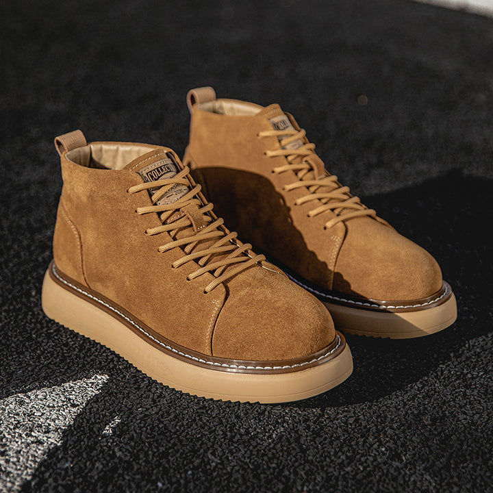 Men's vintage style boots with platform sole