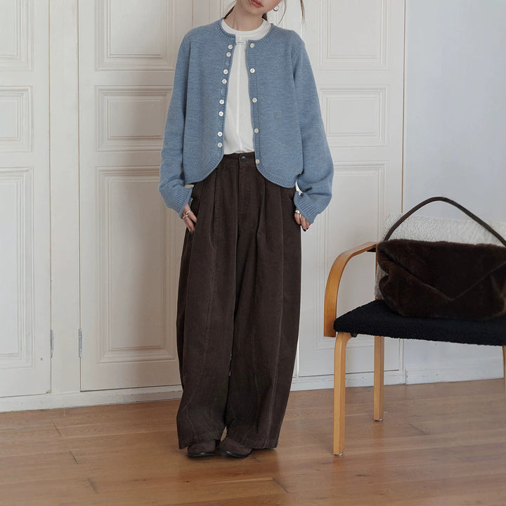 Retro-cord trousers, loose fit, women's