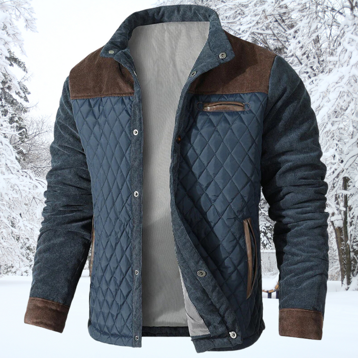 Lune London | Padded Jacket - Classic Collar - Button Closure - Contrasting Sleeves & Shoulders