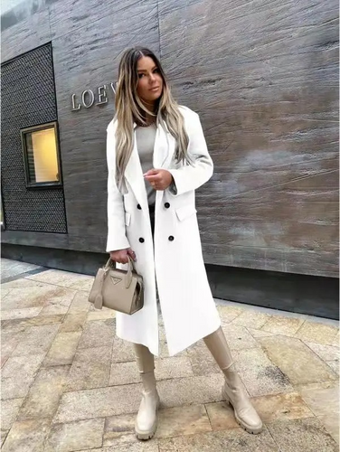 Amarae | Women's Double-Breasted Coat Classic Elegant Long Coat