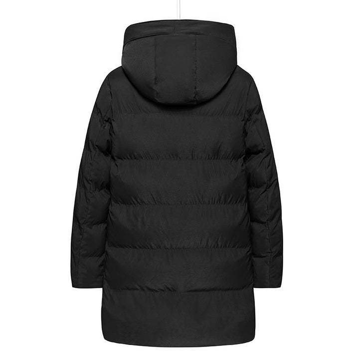Long men's hooded jacket, insulated, windproof