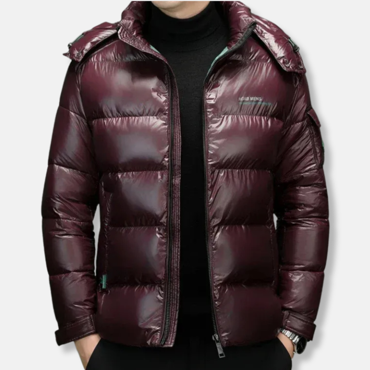 Lune London | Puffer jacket - Regular fit - Shiny water-repellent material - Lined - High collar - Zipper closure