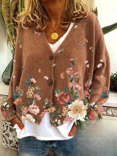 Amarae | Amalie Evening Coat with V-neck and casual floral patterns