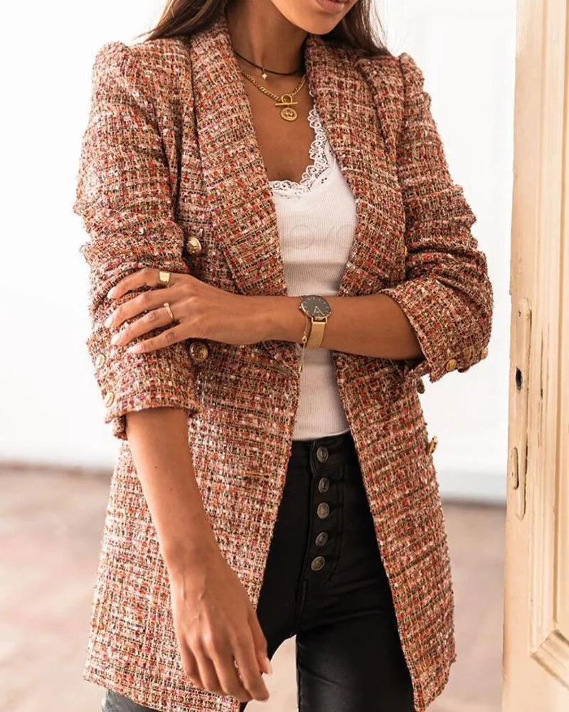 Lune London | Blazer - Elegant Collection - Detailed Texture, Gold Buttons - Perfect for Work or a Formal Occasion