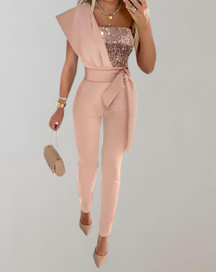 Lune London | Luxurious Jumpsuit with Bow Belt and Sparkling Details
