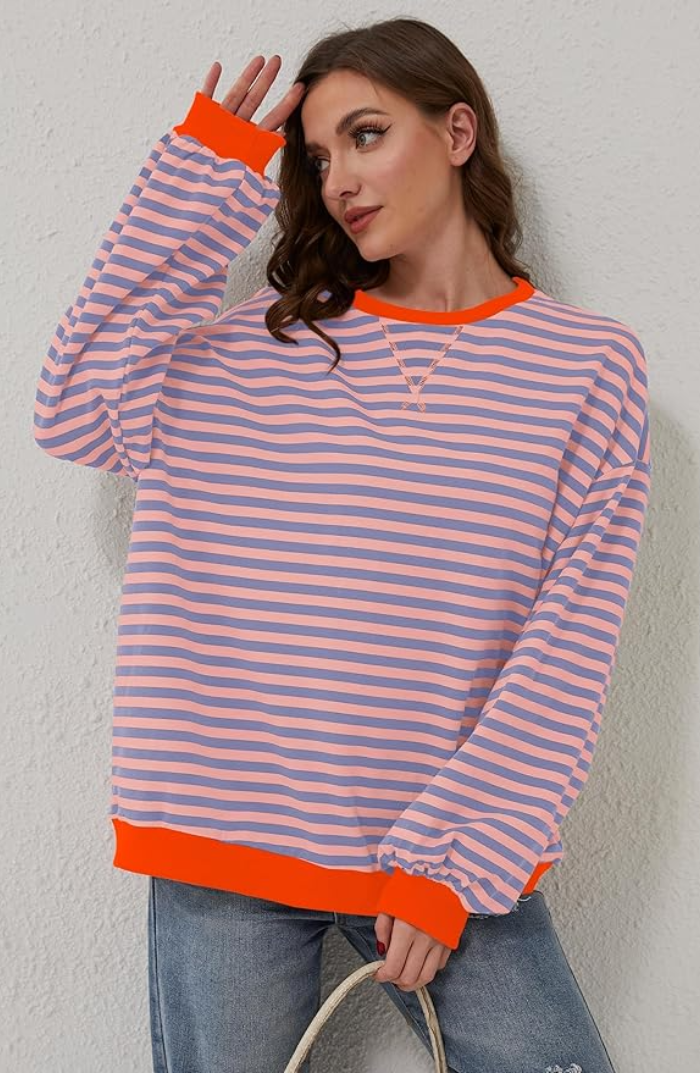 Lune London | Casual Striped Sweatshirt with Contrasting Accents for Women